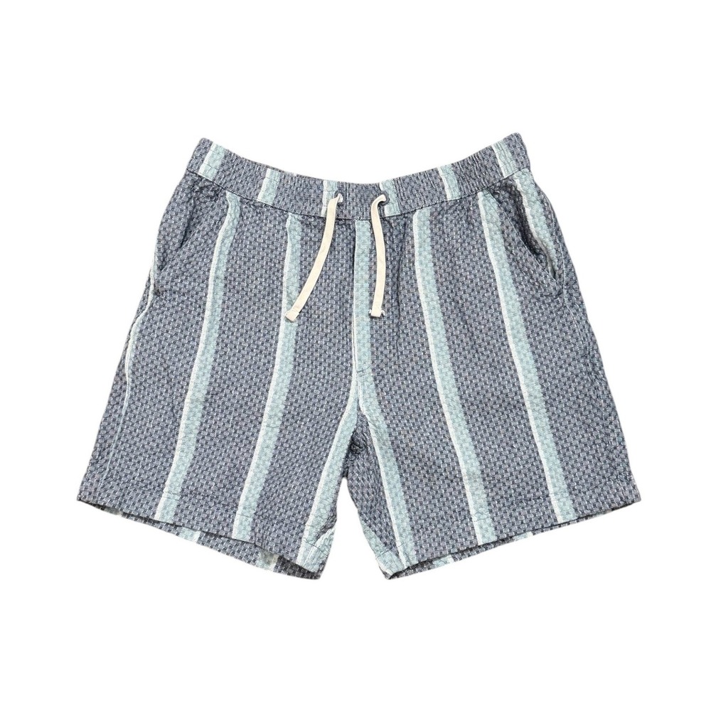 Lucky Brand Coastal Nautical Striped Blue Drawstring Shorts Boho Mens Size Large